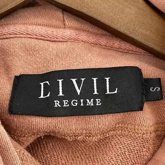 Civil Regime Eagle Dragon Military Styled Hoodie Mens Size Small Dusty Rose - Picture 7 of 8
